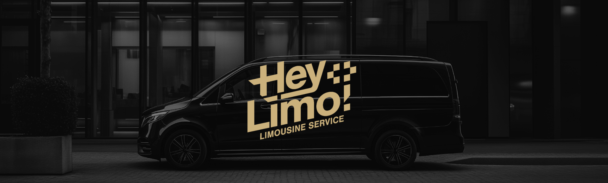 Hey Limo Logo Gold Van Branding | Limousine Service | Nebojsa Nask Hey Limo logo on black limousine van with gold Swiss cross detail — luxury transport branding by Nebojsa Nask